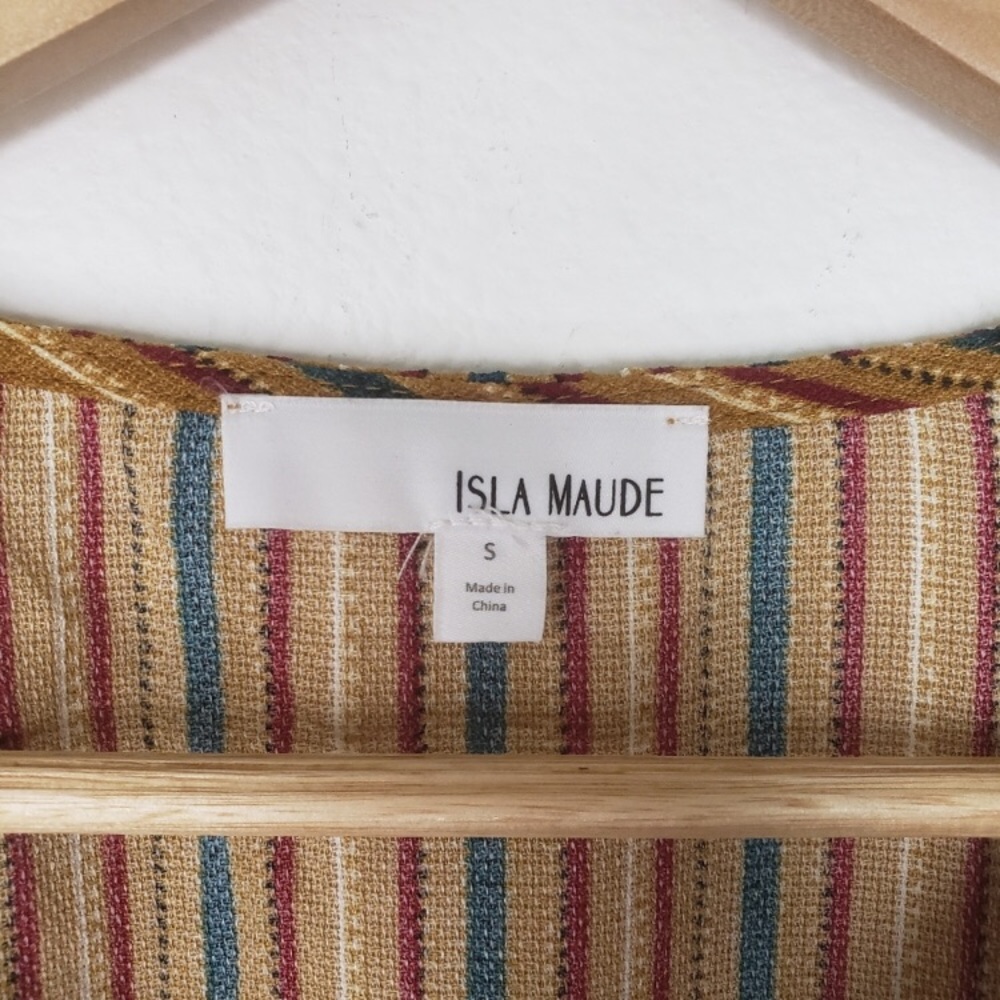 Isla Maude Anthro Retro Striped Tie Front Blouse